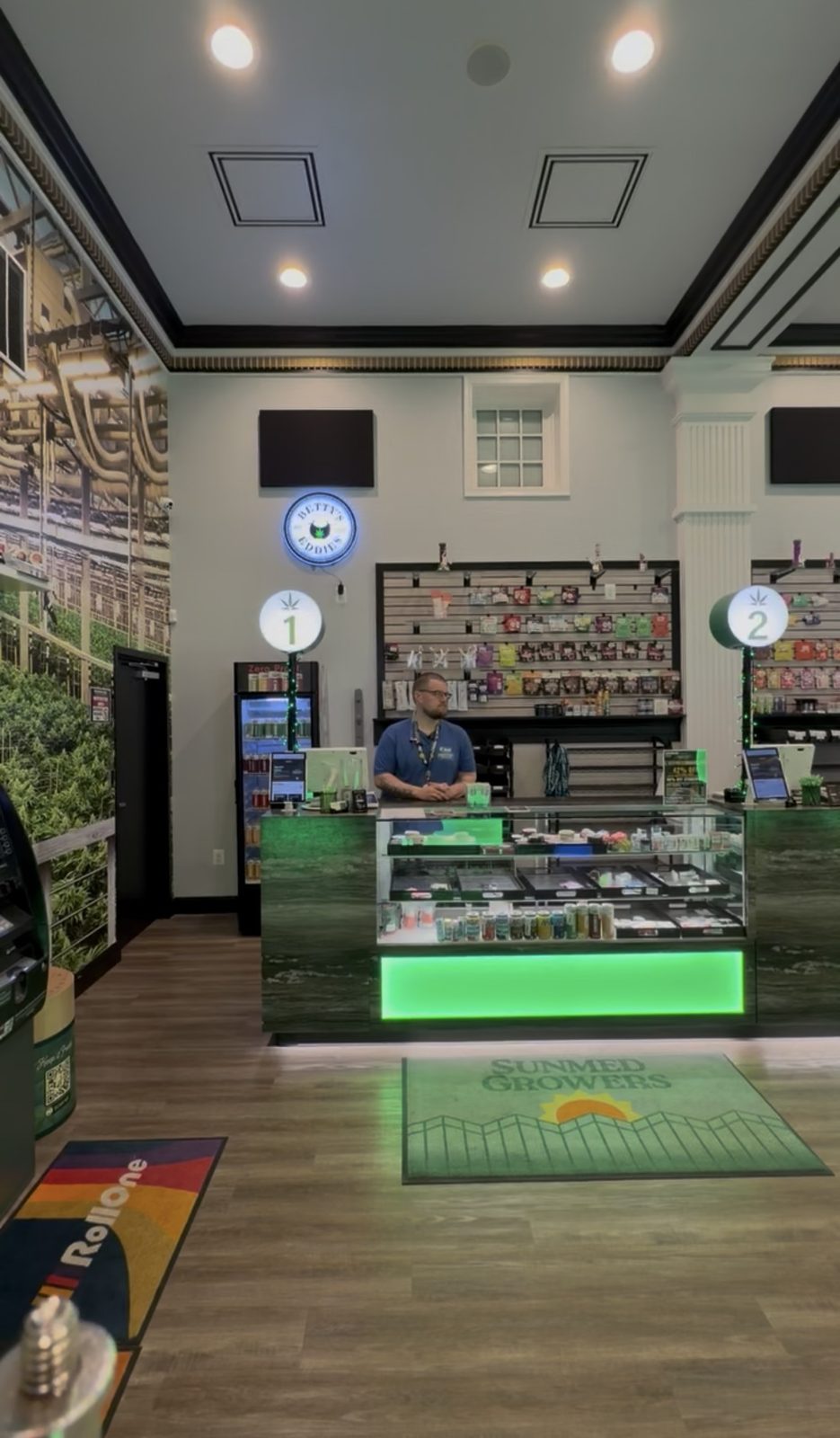 Inside Green Point dispensary, the big bright sales floor in Edgewater