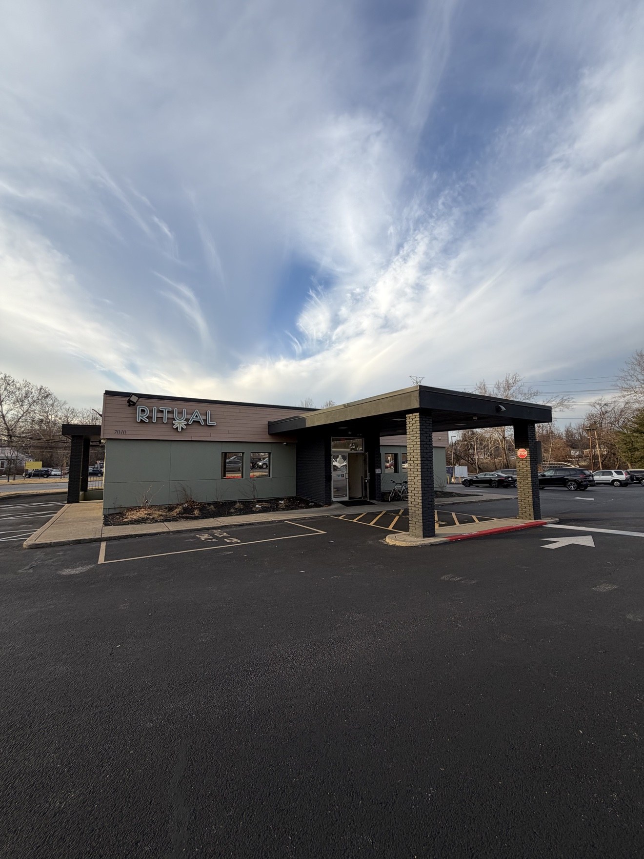 Ritual dispensary storefront in daylight, Glen Burnie